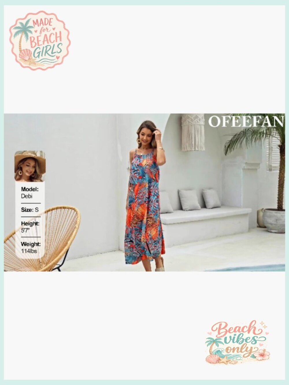 Backless Cami Maxi Sundress - Spaghetti Strap Beach Vacation Swimsuit Coverup - Picture 7 of 7
